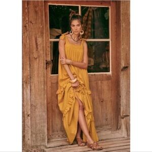 ⭐️Sezane Albana Maxi Dress Saffron Swiss Dot Yellow⭐️